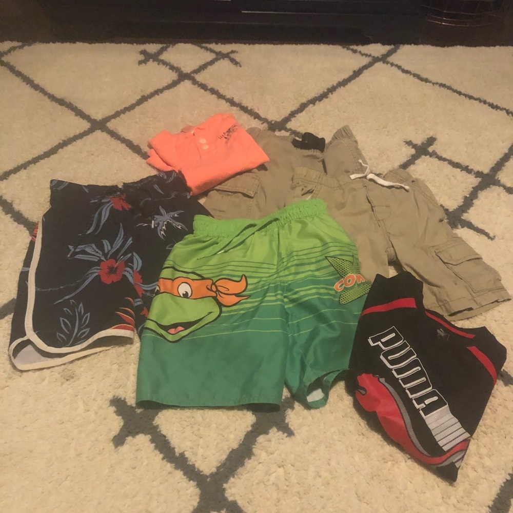 Swim trunks, shorts and tees